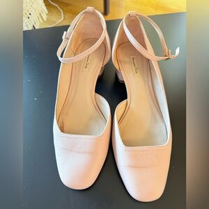 Massimo Dutti Women's Pink Ankle Strap Block Heel Mary Janes